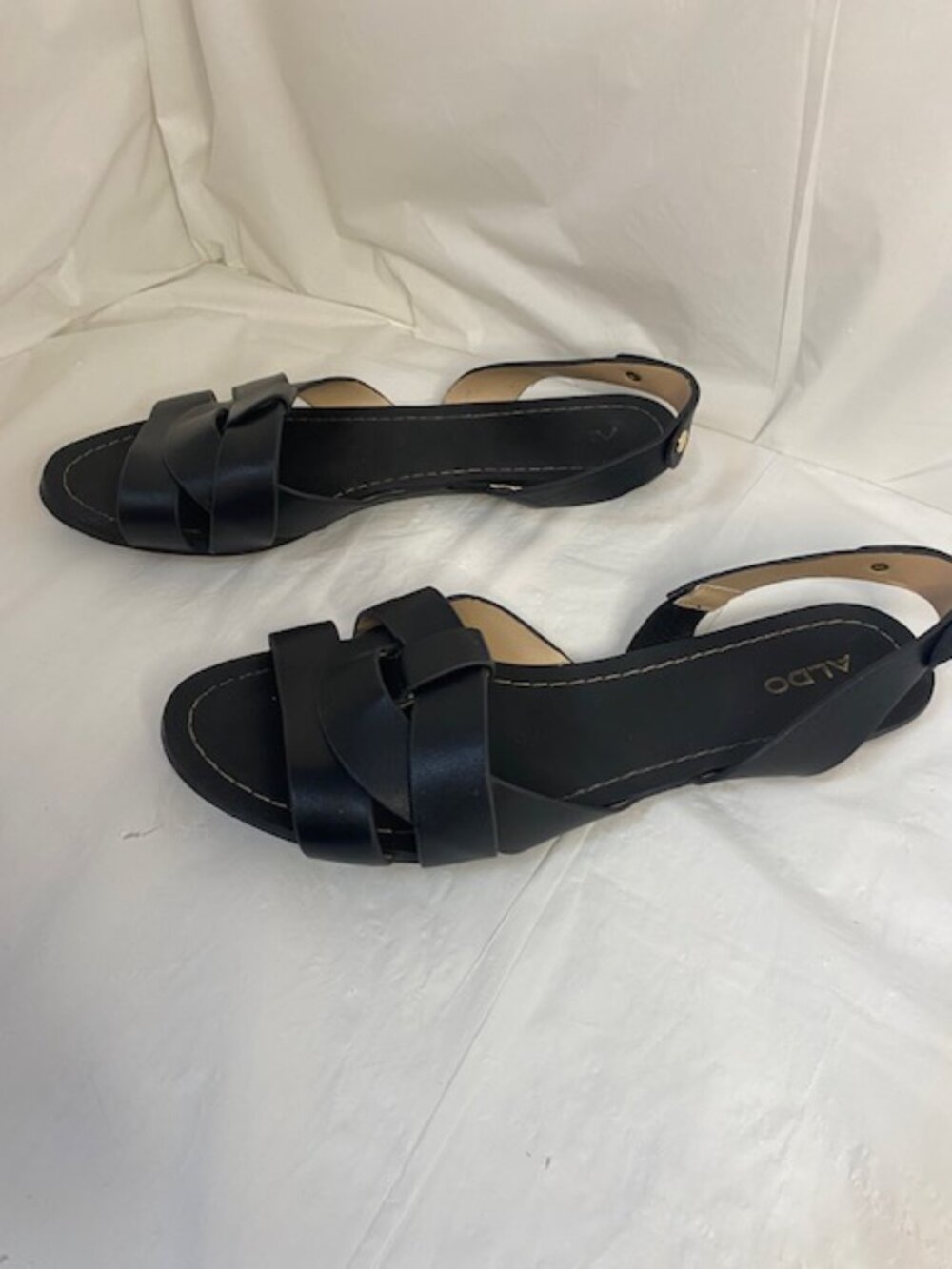 ALDOS DWYLIA BLACK LEATHER SADALS - Picture 4 of 7